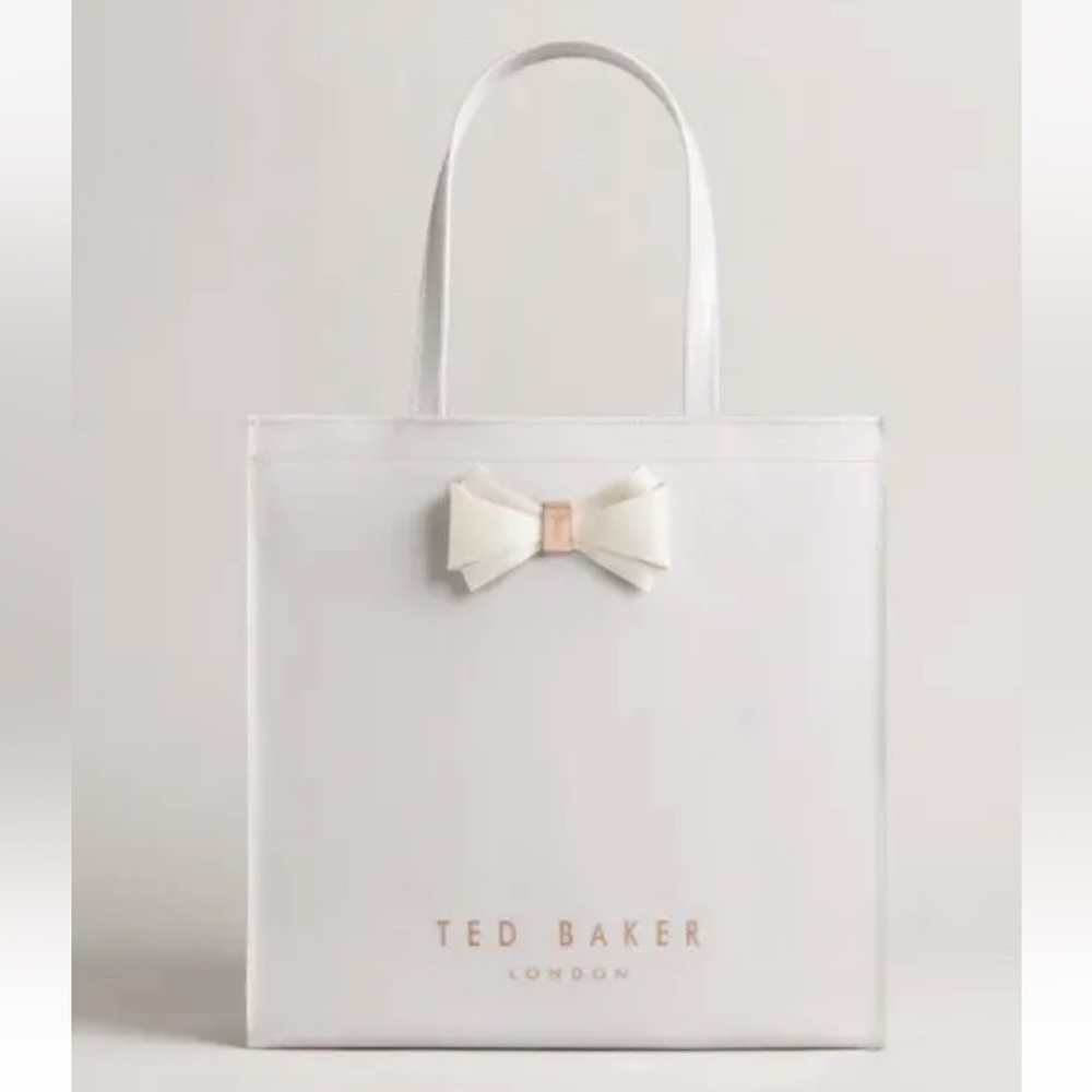 NEW Ted Baker Large Icon Hanacan Grey Gray Bow Bag Shopper Tote Purse Handbag